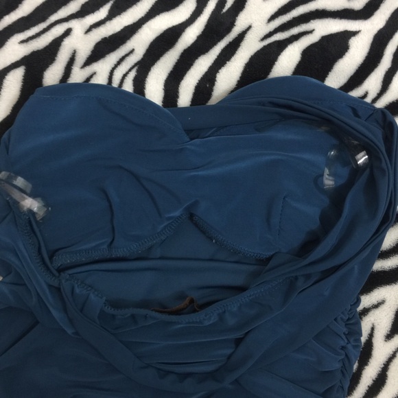 Teal ruched stretchy bodycon dress - Picture 6 of 6